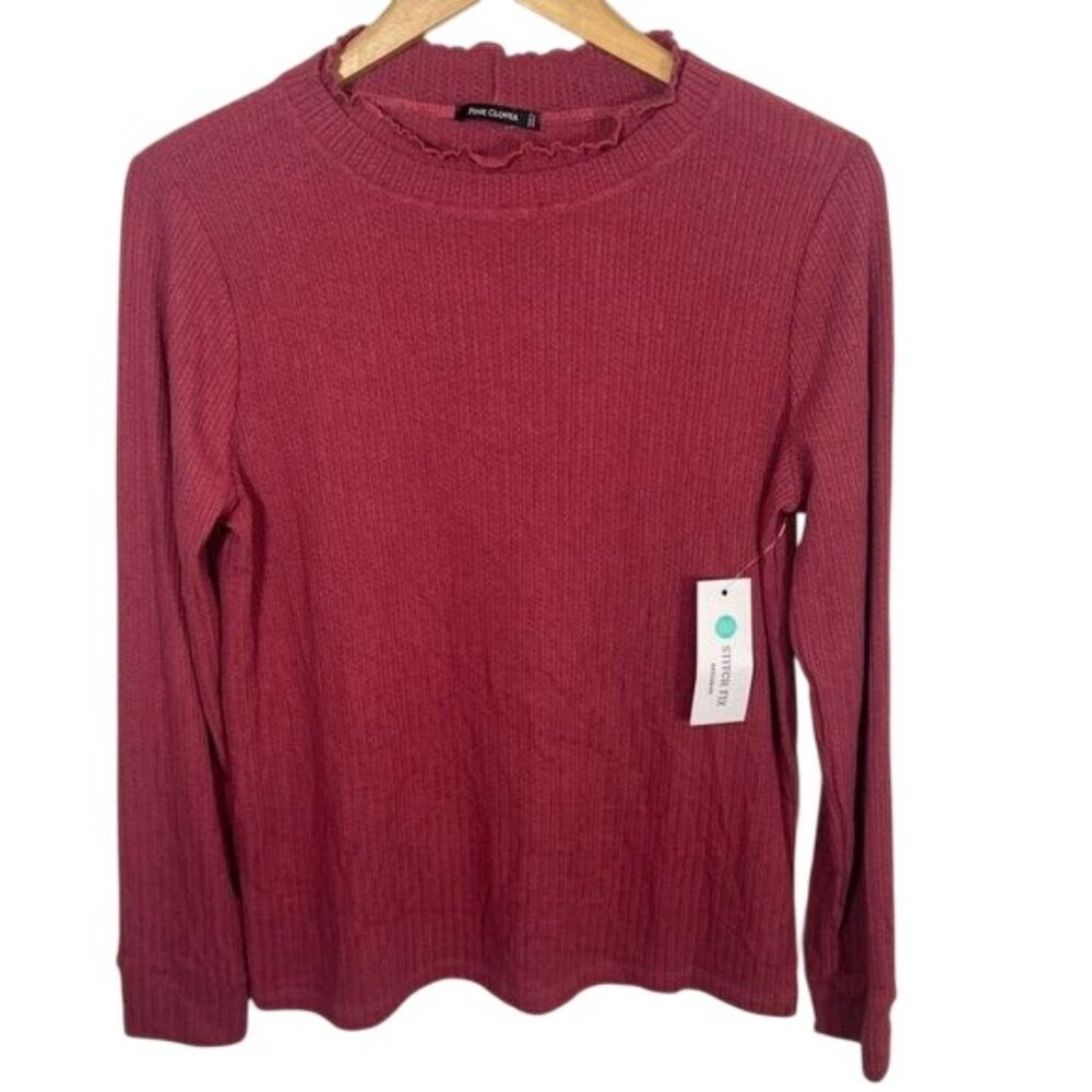 NWT ribbed knit l/s shirt Pink Clover Stitch Fix size M‎ medium